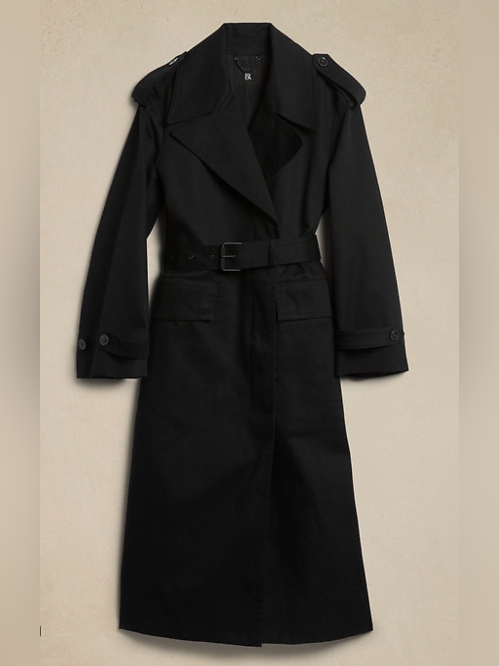 Banana Republic Black Timeless Long Trench Coat Size L
